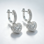 925 Sterling Silver Heart Moissanite Drop Earrings