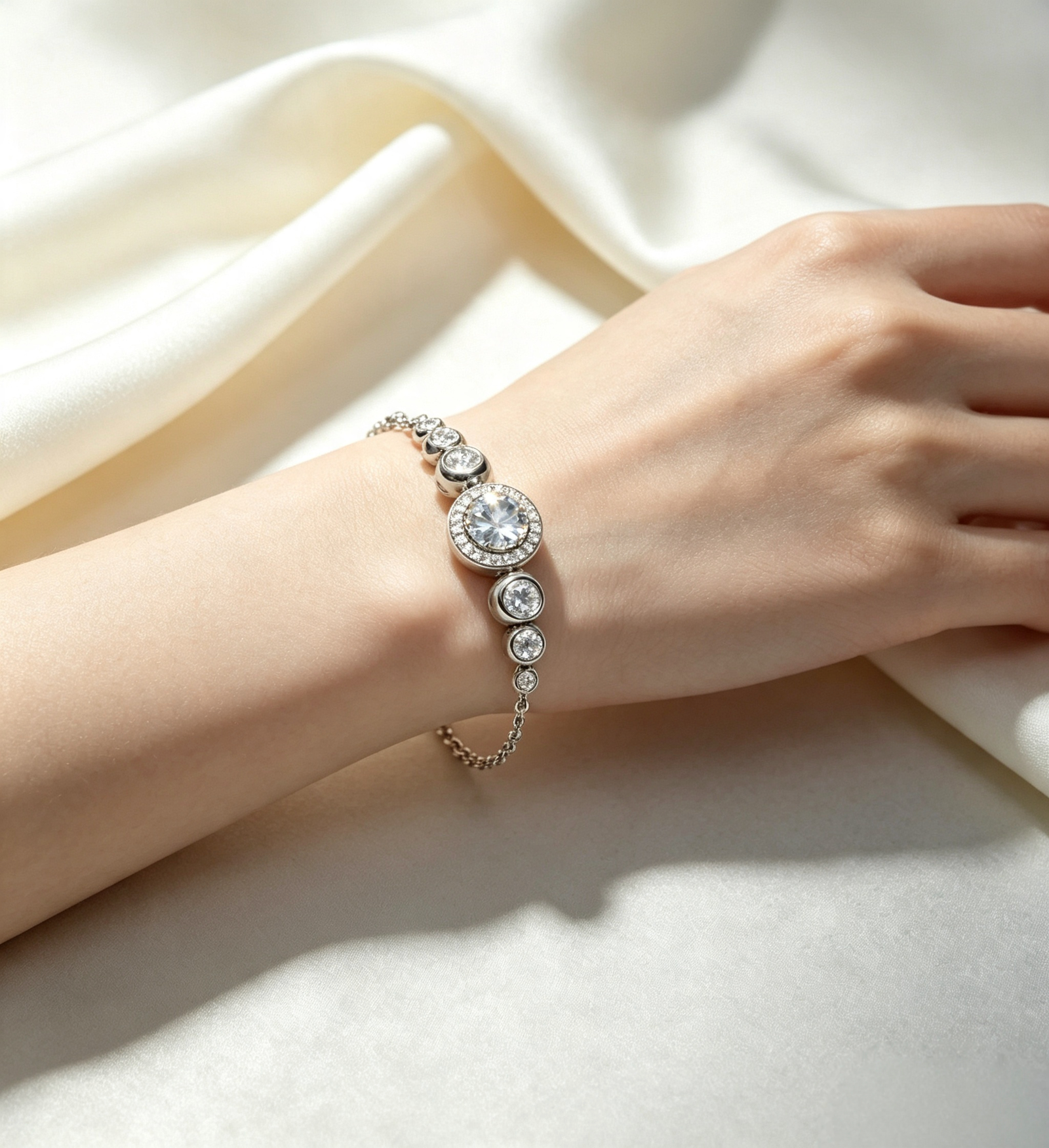6 925 Sterling Silver Graduated Moissanite Bracelet - Image 1