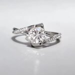 925 Sterling Silver Square Frame Moissanite Ring