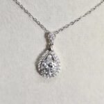 925 Sterling Silver Teardrop Halo Moissanite Necklace