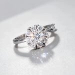 925 Sterling Silver Sunflower Moissanite Ring