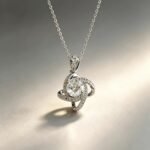 925 Sterling Silver Spiral Clover Moissanite Necklace
